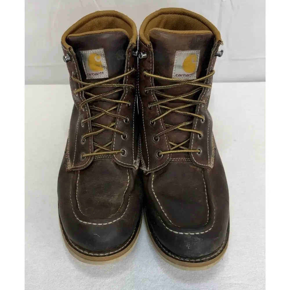 Carhartt Men’s 11 Work Boots Leather Brown Moc Toe Waterproof EH CMW6095 Wedge